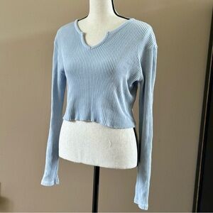 Brandy Melville Ribbed Long Sleeve Cropped Knit Top
